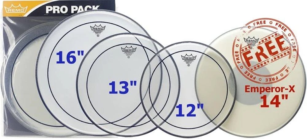 Remo ProPack Pinstripe Clear Heads - 12", 13", 16", and 14" Emperor X Coated