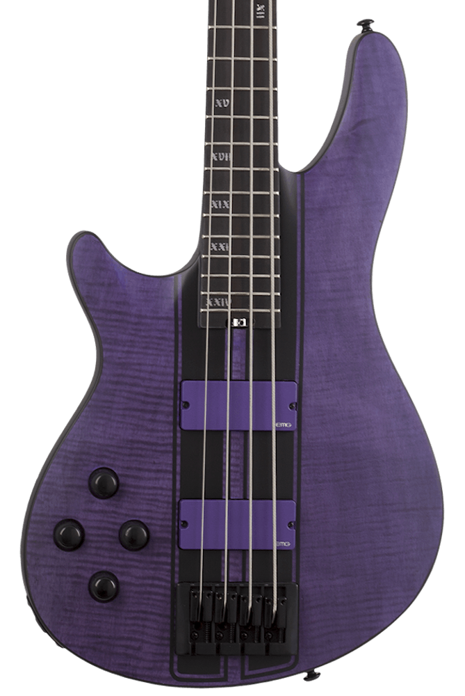 Schecter C-4 GT Left-Handed Bass in Satin Trans Purple