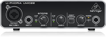 Behringer UMC22 Audiophile 2x2 USB Audio Interface with MIDAS Mic Preamplifier