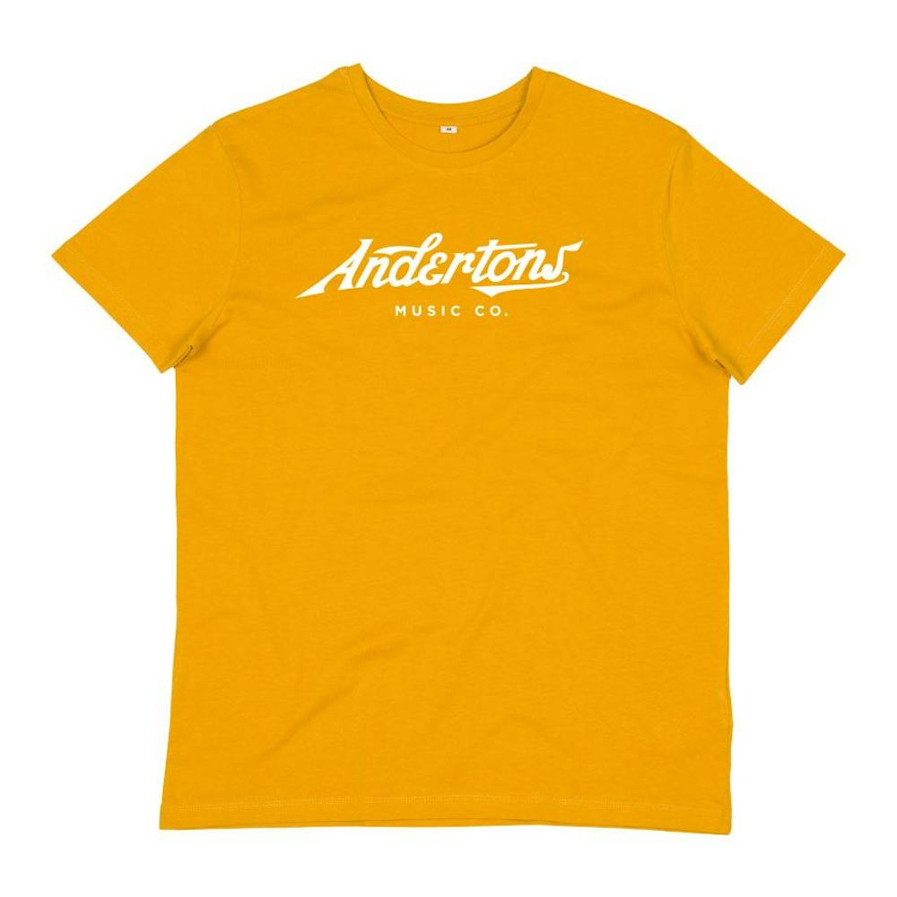 Andertons Classic Script Logo T-Shirt in Mustard