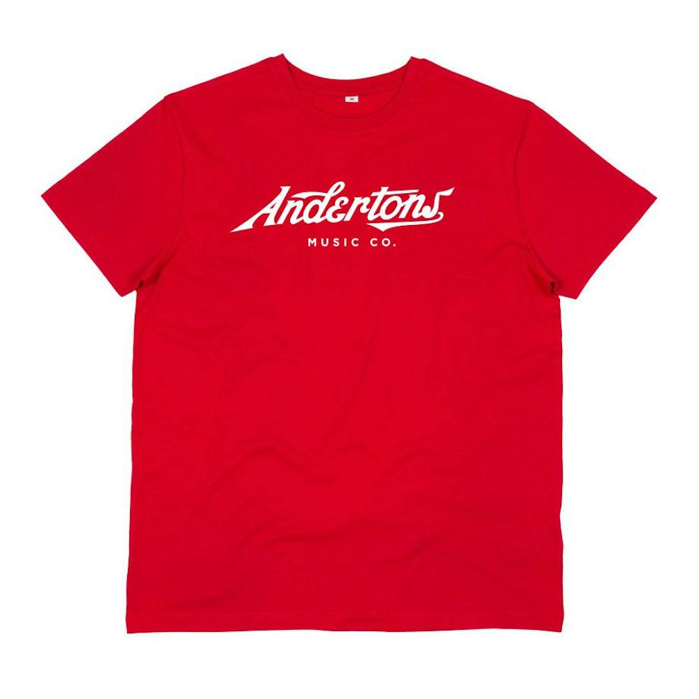 Andertons Classic Script Logo T-Shirt in Red