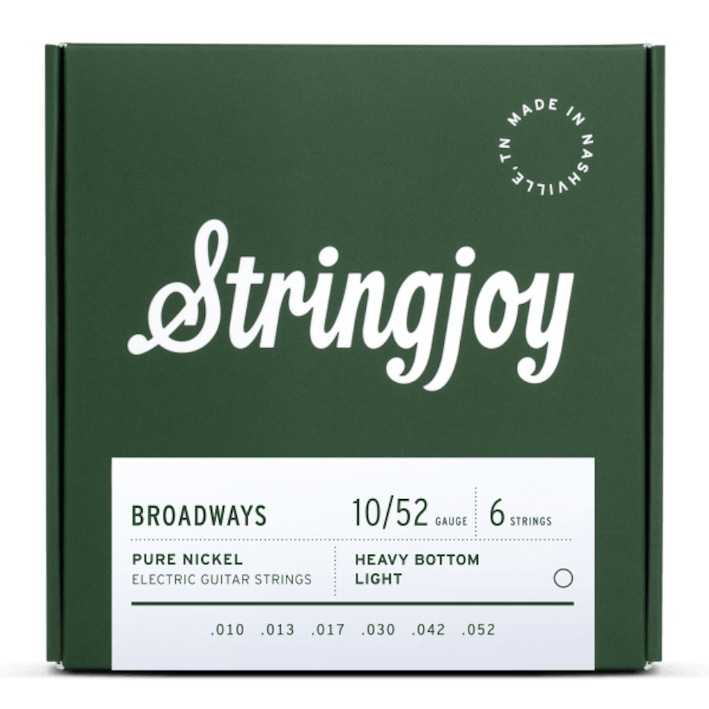 Stringjoy Broadways Heavy Bottom Light 10-52 Pure Nickel Electric Guitar Strings