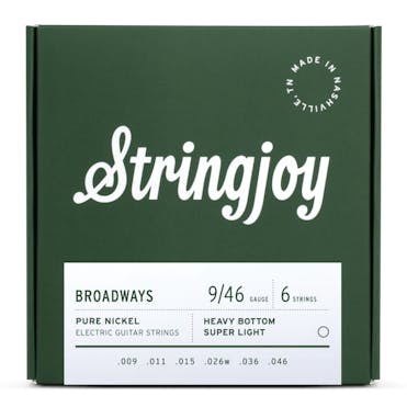 Stringjoy Broadway Heavy Bottom Super Light 9-46 Pure Nickel Electric Guitar Strings