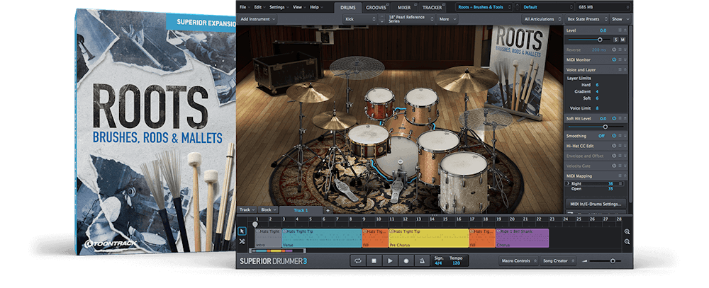 Toontrack Superior Drummer Roots Brushes, Rods & Mallets SDX - ESD