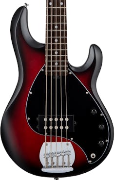 Sterling by Music Man StingRay Ray5 5-String Bass in Ruby Red Burst Satin
