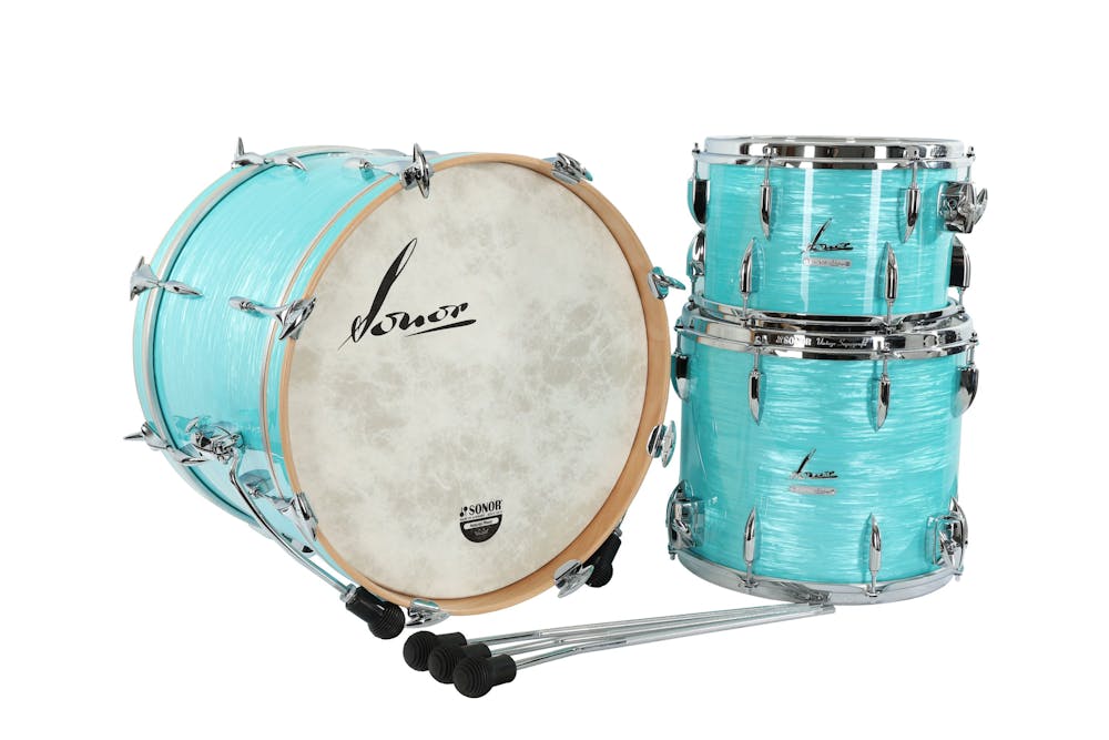 Sonor Vintage Shell Pack 20x14 no mount, 14x12, 12x8 in California Blue with legs