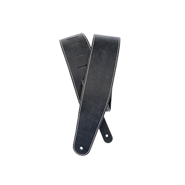 D'Addario Stonewashed Leather Strap in Black with Contrasting Stitch