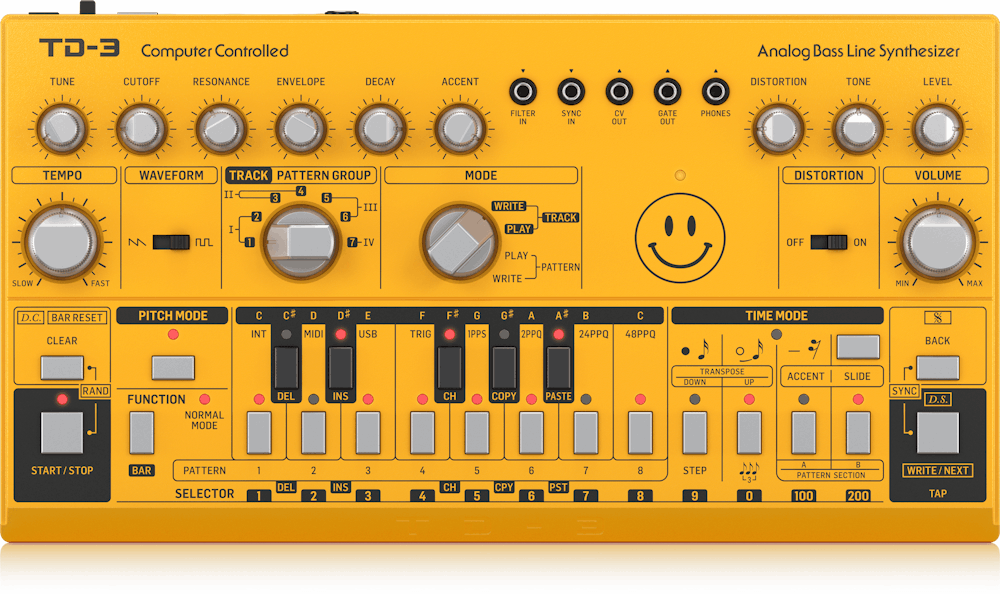 Behringer TD-3 Analog Bass Line Synth in Yellow