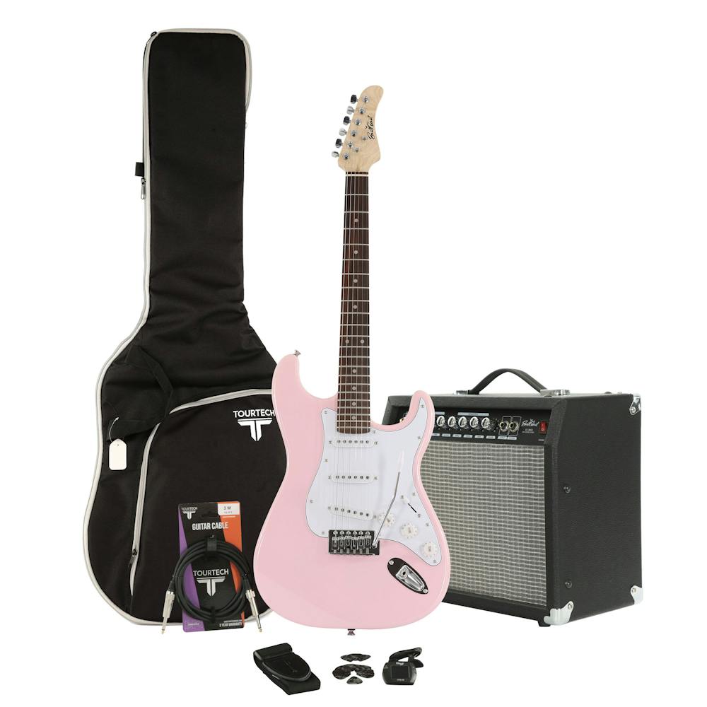 Eastcoast ST1 Shell Pink Electric Guitar Starter Pack with 30W Amp and Accessories