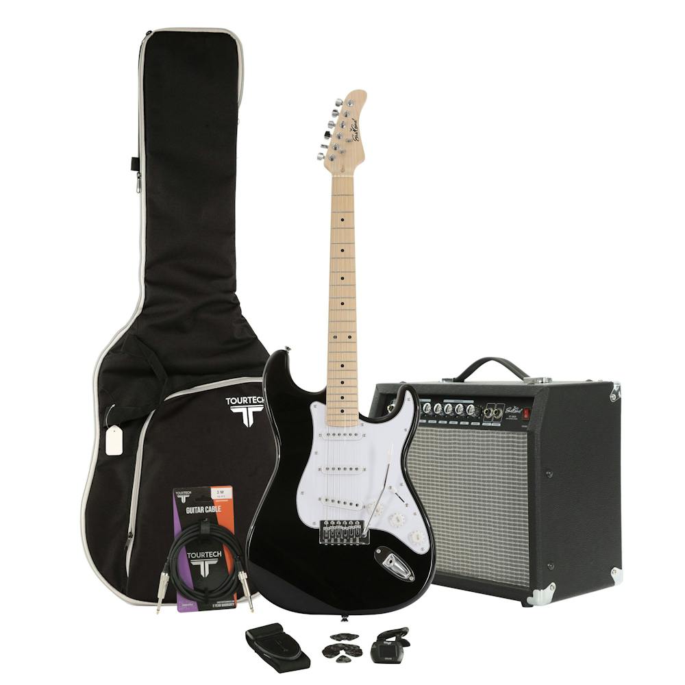EastCoast ST1 Black Electric Guitar Starter Pack with 30W Amp and Accessories