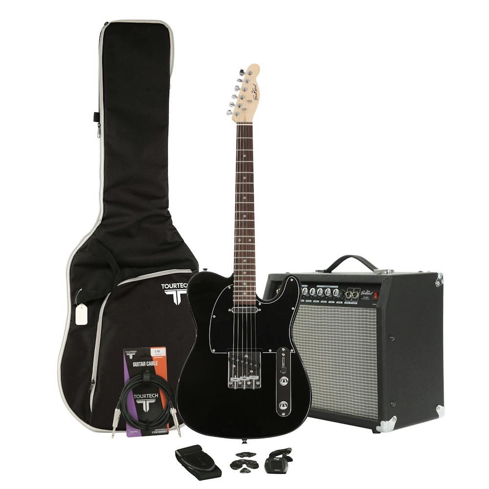 EastCoast T1 Black Electric Guitar Starter Pack with 30W Amp & Accessories