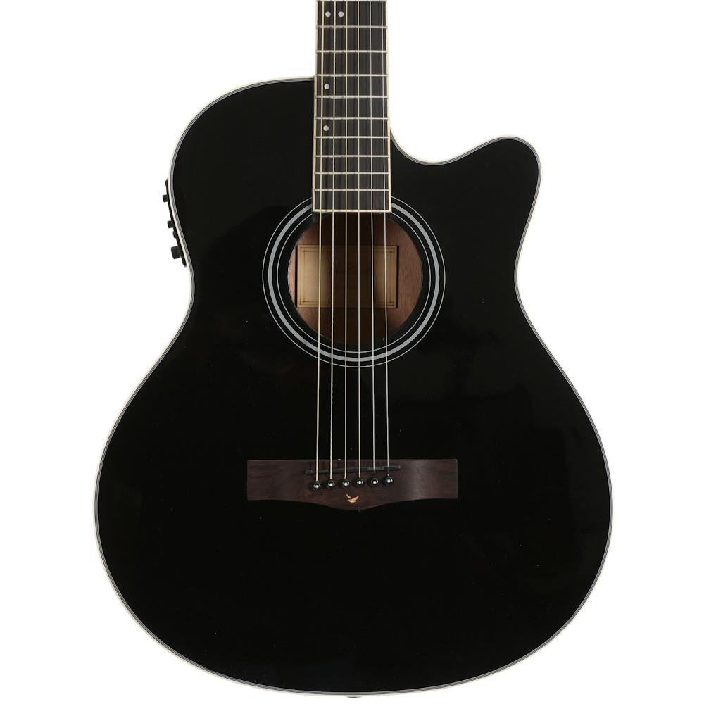 EastCoast G1CE Grand Auditorium Cutaway Electro Acoustic Guitar in Gloss Black