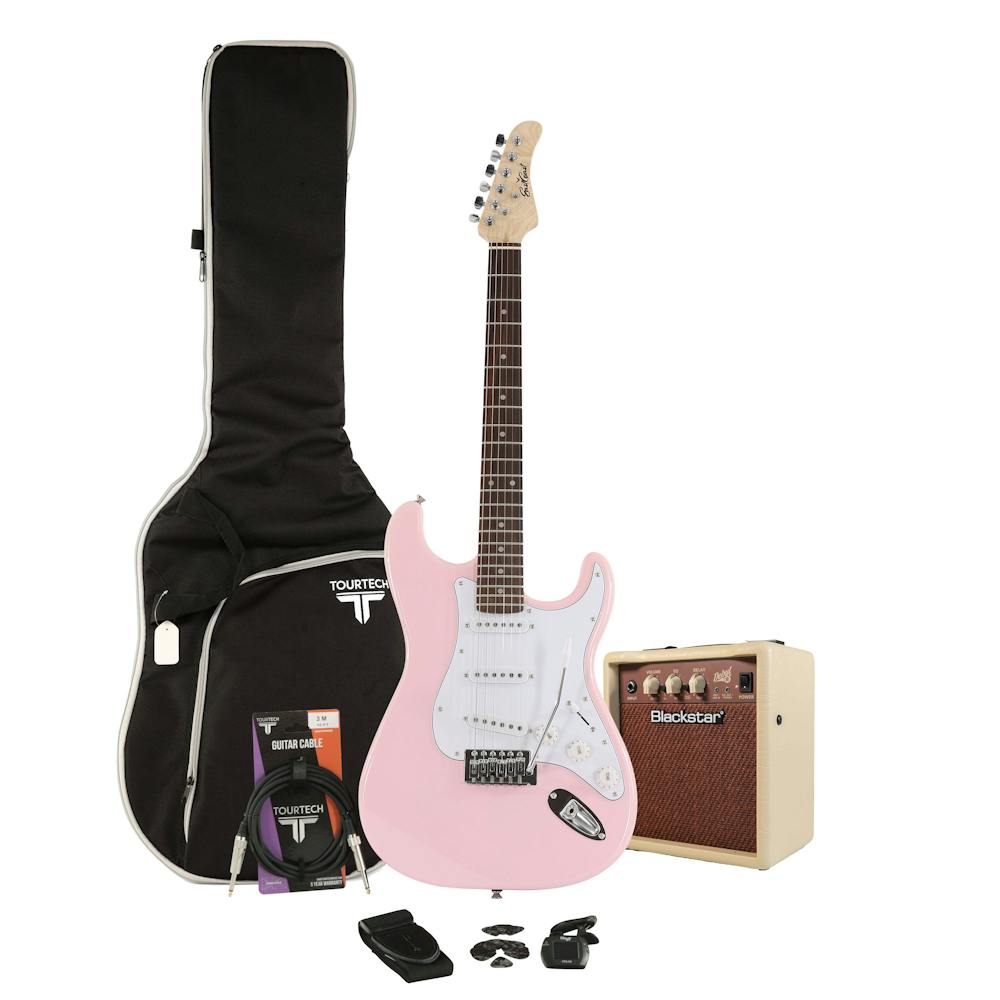 Eastcoast ST1 Shell Pink Electric Guitar Starter Pack with 10W Amp and Accessories