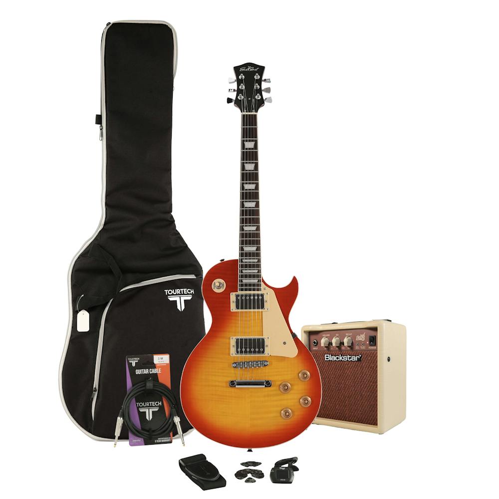 EastCoast L1 Heritage Cherry Electric Guitar Starter Pack with 10W Amp & Accessories
