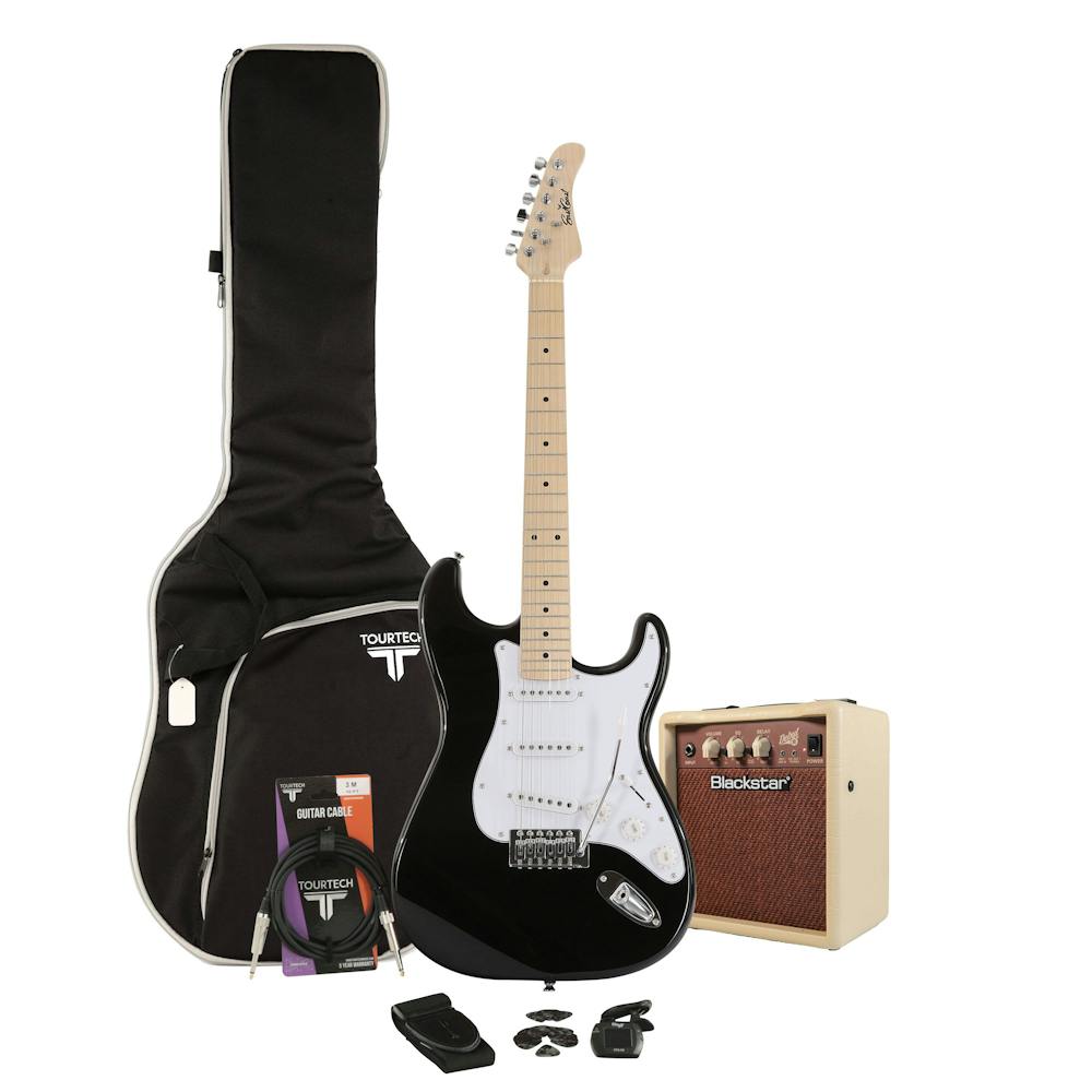 EastCoast ST1 Black Electric Guitar Starter Pack with 10W Amp and Accessories