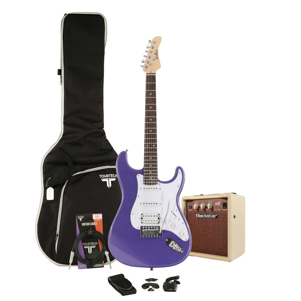 Eastcoast ST2 Purple Metallic Electric Guitar Starter Pack with 10W Amp and Accessories