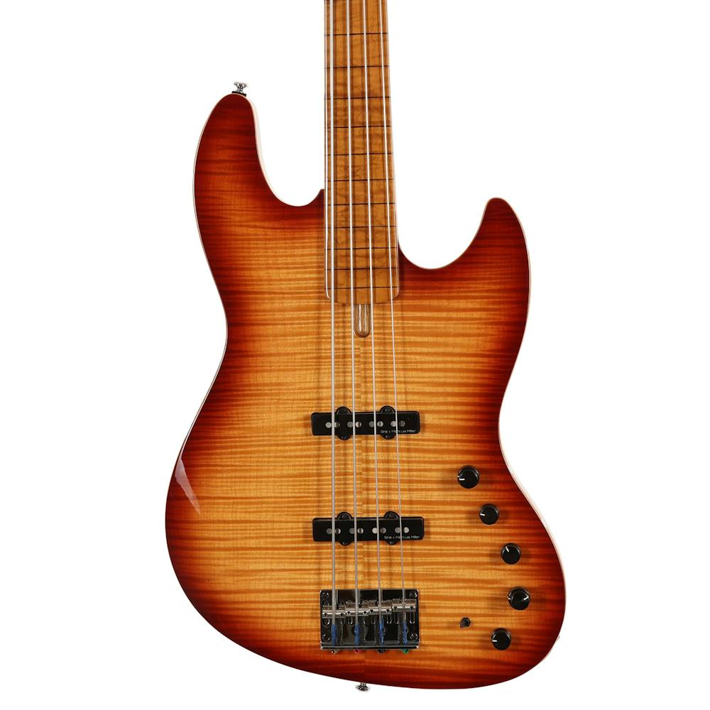 Sire Version 2 Updated Marcus Miller V10 Swamp Ash 4-String Fretless Bass Guitar in Tobacco Sunburst
