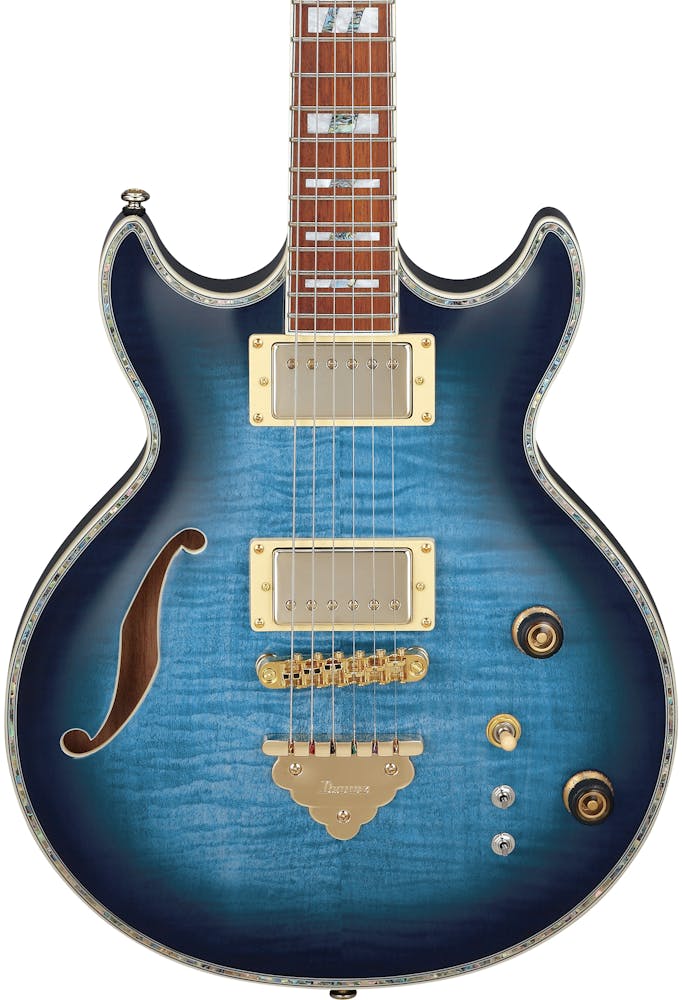 Ibanez AR520HFM-LBB Standard Hollowbody Electric Guitar in Light Blue Burst
