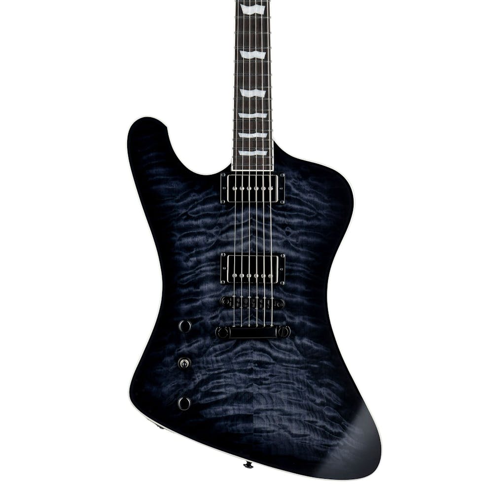 ESP LTD Deluxe Phoenix-1000 Quilted Maple Left Handed Electric Guitar in See Thru Black Sunburst