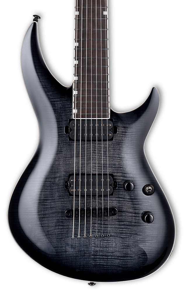 ESP LTD Deluxe H3-1007 7 String Baritone Electric Guitar in See Through Black Sunburst