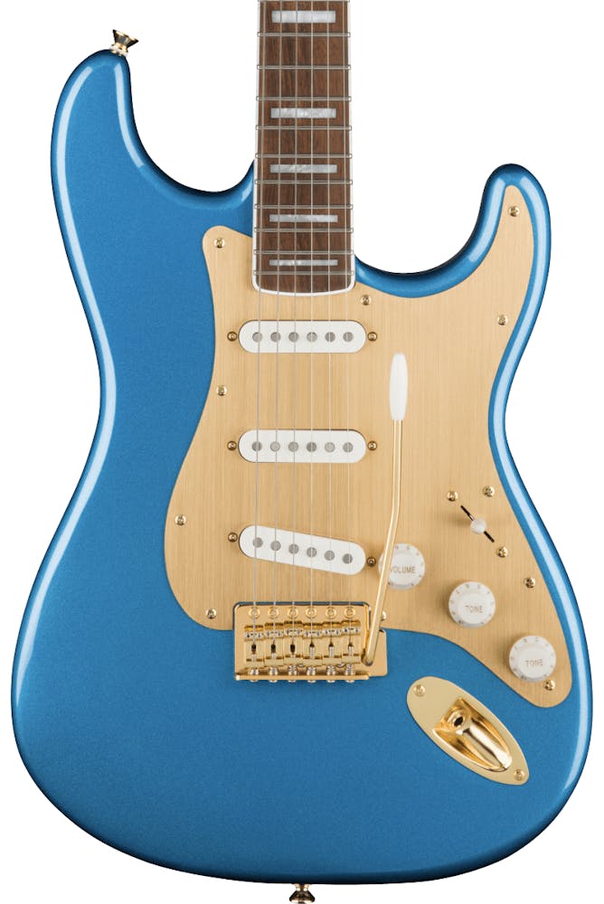 Squier 40th Anniversary Stratocaster Gold Edition Electric Guitar in Lake Placid Blue