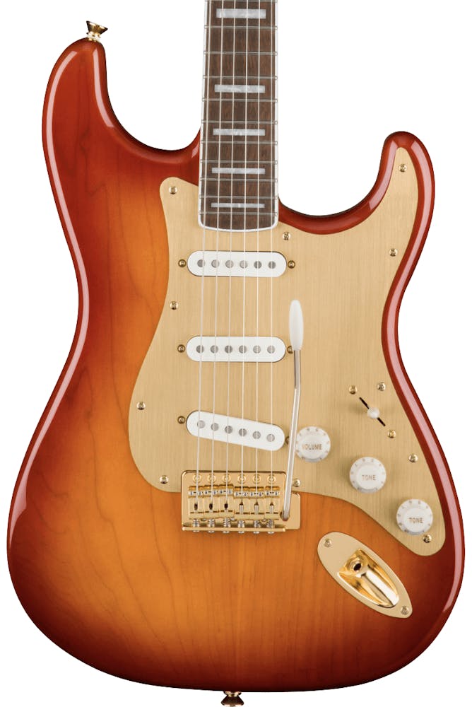 Squier 40th Anniversary Stratocaster Gold Edition Electric Guitar in Sienna Sunburst