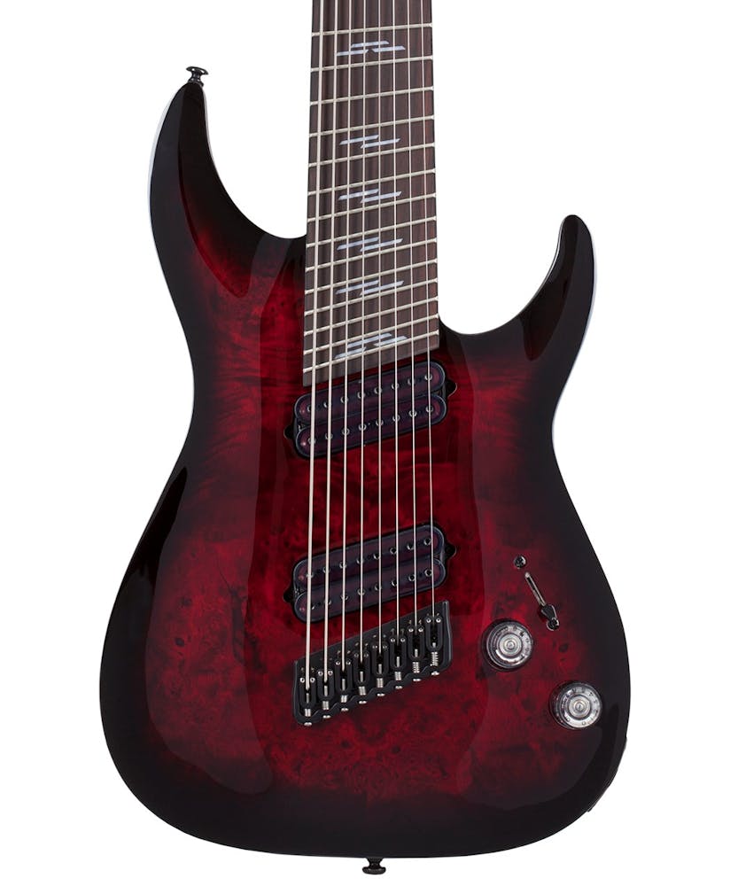 Schecter Omen Elite-8 MS 8 String Electric Guitar in Black Cherry Burst
