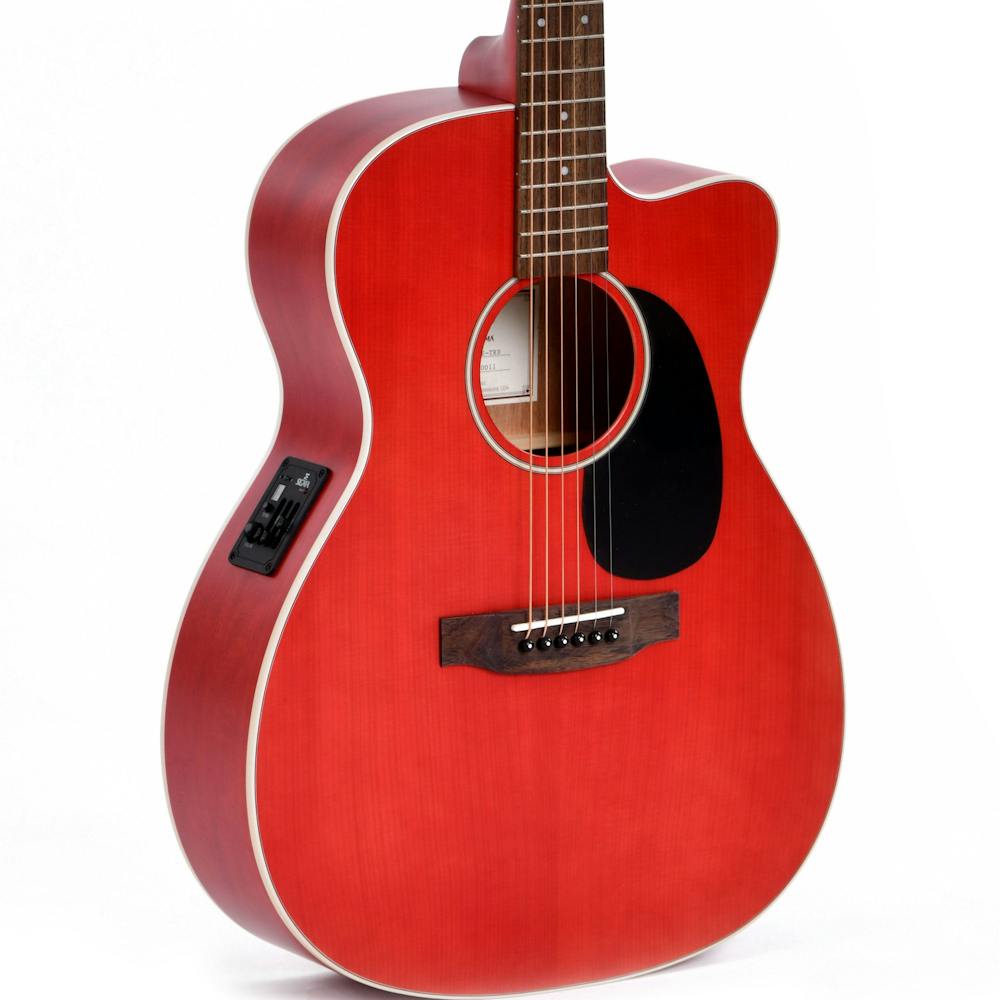 Ditson 000C-10E 000 Electro Acoustic Guitar with Cutaway in Translucent Dark Red