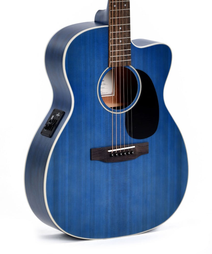 Ditson 000C-10E 000 Electro Acoustic Guitar with Cutaway in Translucent Ultramarine Blue