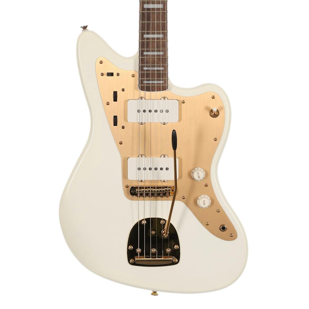 Squier 40th Anniversary Jazzmaster Gold Edition Electric Guitar in Olympic White