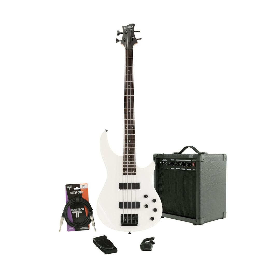 Eastcoast MB4 Pearl White Bass Guitar Starter Pack with Amp & Accessories