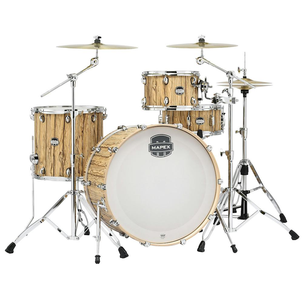 Mapex Mars Compact Shell Pack 24x16, 16x16, 12x8, 14x6.5 Snare in Drift Wood with Chrome Fittings