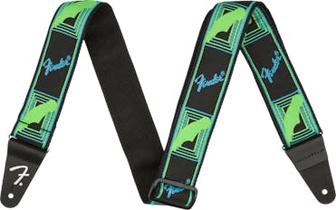 Fender Neon Monogrammed Strap in Green and Blue