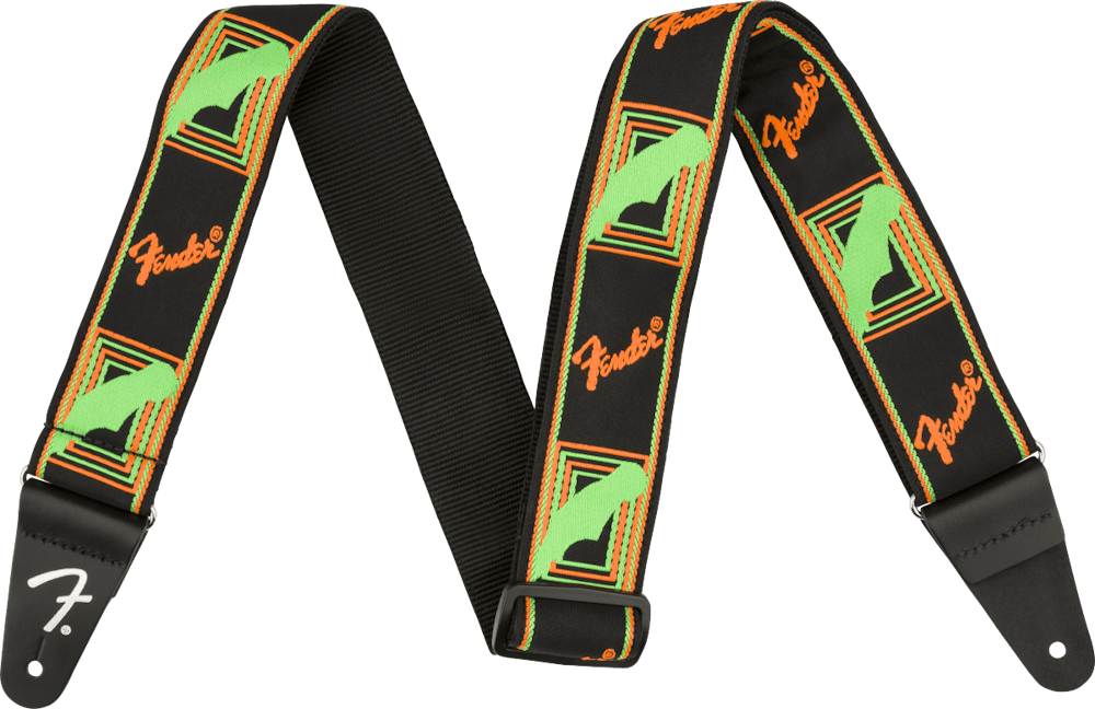 Fender Neon Monogrammed Strap in Green and Orange