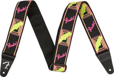 Fender Neon Monogrammed Strap in Yellow and Pink