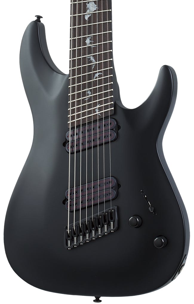 Schecter Damien-8 Multiscale Electric Guitar in Satin Black 