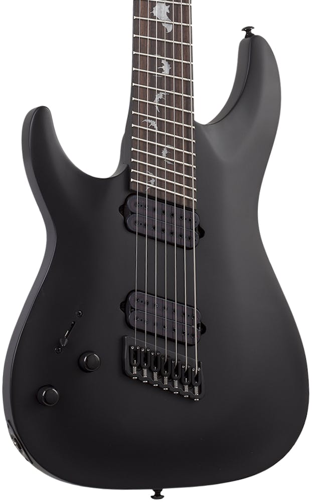 Schecter Damien-7 Multi-Scale 7-String Left Handed Electric Guitar in Satin Black