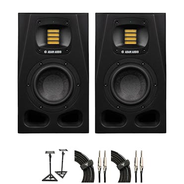 ADAM Audio A4V Studio Monitor Bundle with speaker stands and cables