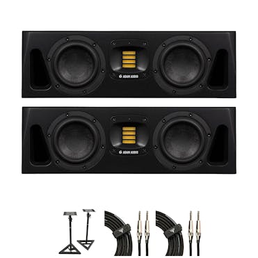 ADAM Audio A44H Studio Monitor Bundle with speaker stands and cables