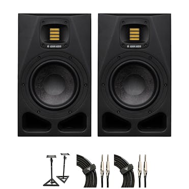 ADAM Audio A7V Studio Monitor Bundle with speaker stands and cables