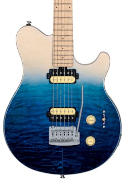 Sterling by Music Man Sub Axis in Spectrum Blue Quilted Maple with Maple Neck