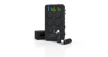 iRig Pro Quattro I/O Deluxe 4 Input Professional Field Recording Interface and Mixer with Mics and Accessories