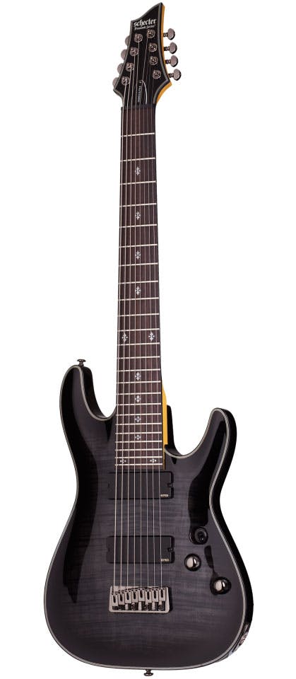 Schecter DAMIEN ELITE-8 Electric Guitar in Trans Black Burst 