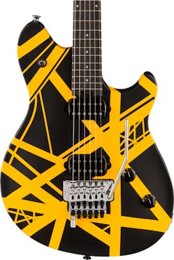EVH Wolfgang Special Striped Satin Electric Guitar in Black and Yellow
