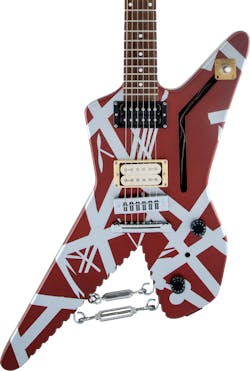 EVH Striped Series Shark in Burgundy With Silver Stripes