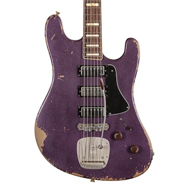 Castedosa Conchers Baritone Electric Guitar in Aged Purple Metallic with Mini Humbuckers