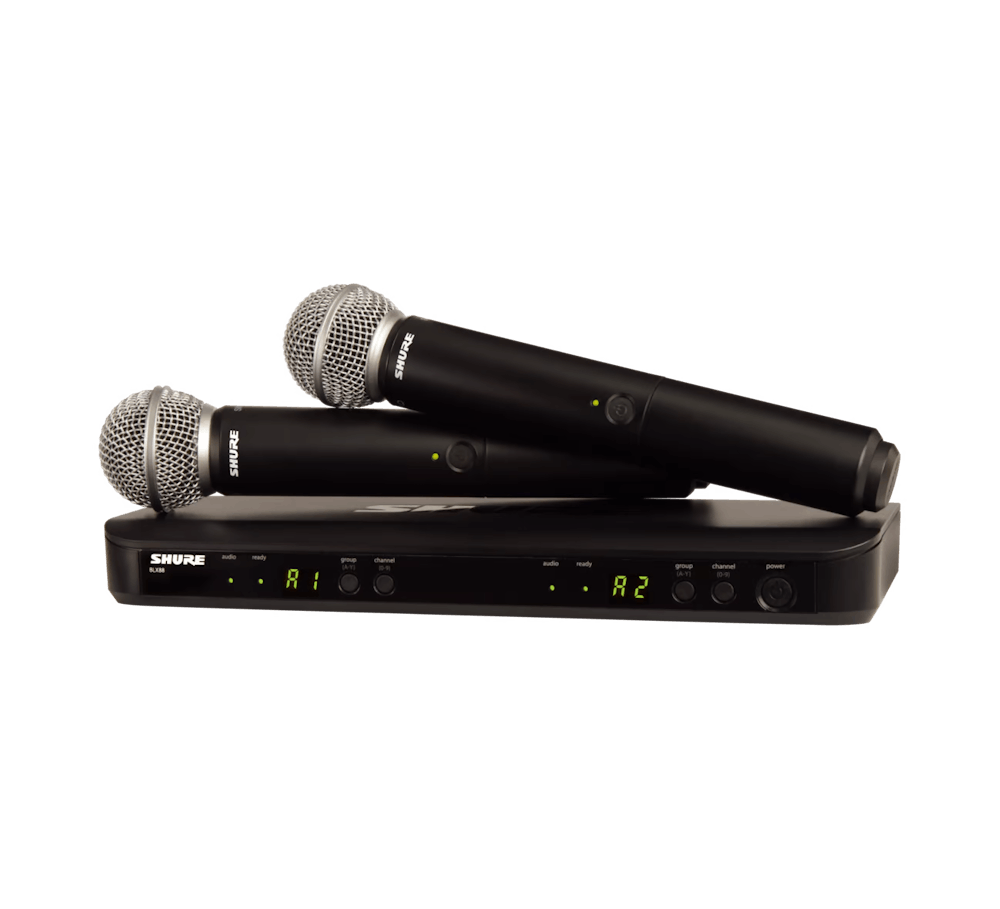 Shure BLX288 with 2x SM58 Dual Vocal Analogue Wireless System