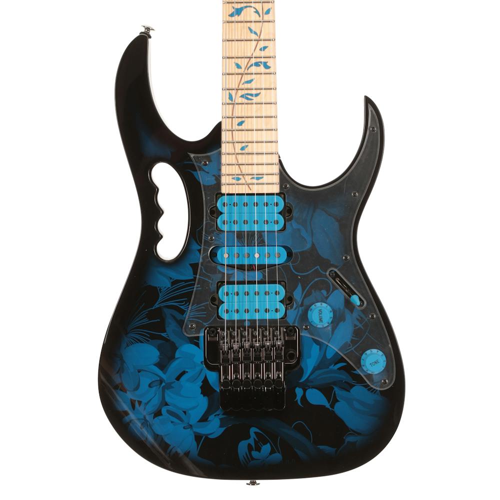 B Stock : Ibanez Premium JEM77P Steve Vai Guitar in Blue Floral Pattern