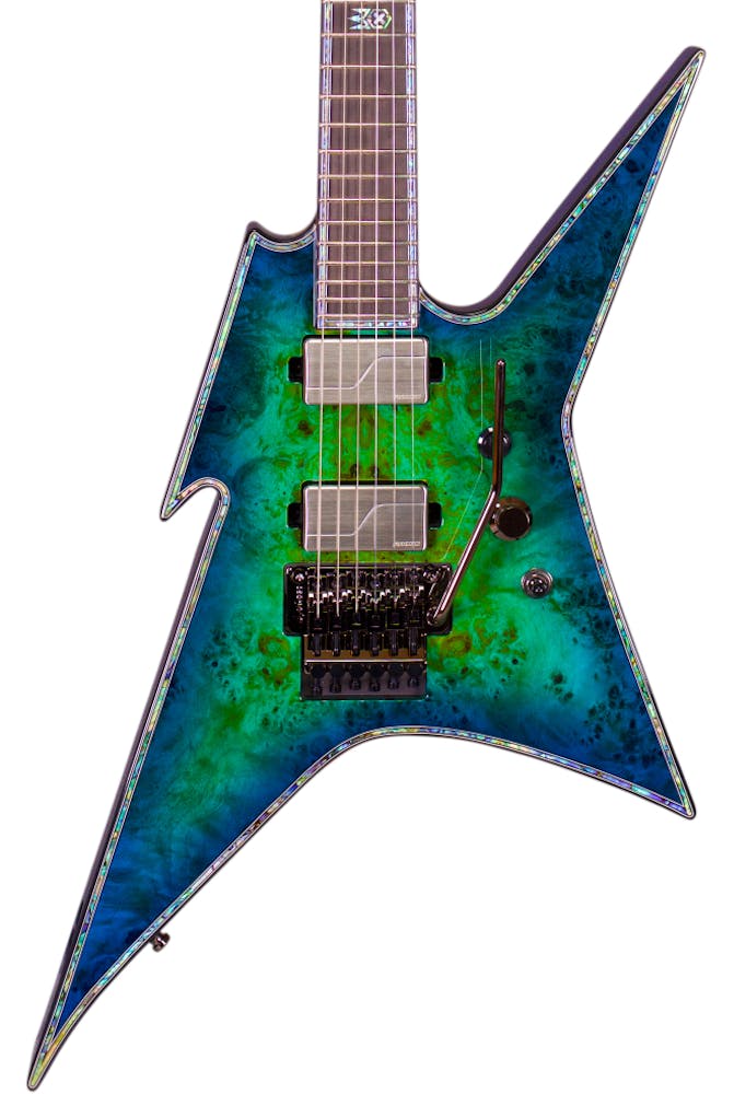 BC Rich Extreme Series Ironbird Exotic Electric Guitar with Floyd Rose in Cyan Blue
