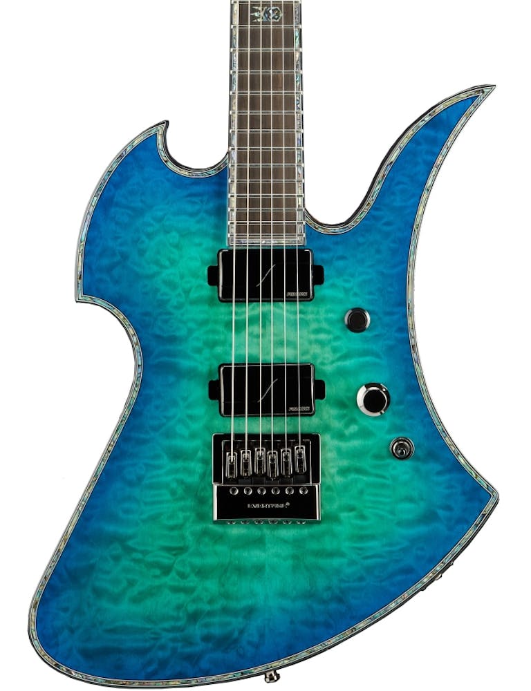 BC Rich Extreme Series Mockingbird Exotic Electric Guitar with EverTune in Cyan Blue